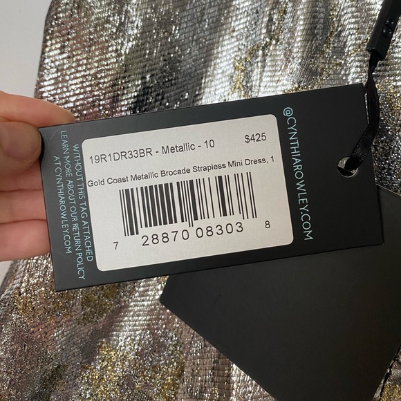 ✨ BNWT - Cynthia Rowley Gold Coast Metallic Brocade Mini Dress - Size 10 ✨ - Picture 5 of 7
